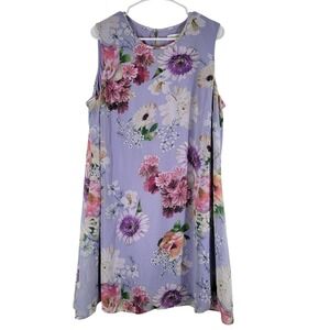 Calvin Klein Floral Dress Womens 16W Lavender Purple Romantic Fairy Feminine